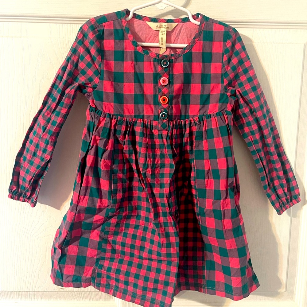 Matilda Jane girls pink and green plaid dress